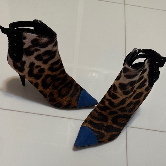 Giuseppe Zanotti Shoes - Giuseppe ZANOTTI black blue ANIMAL PRINT PONY HAIR ankle boots 37.5